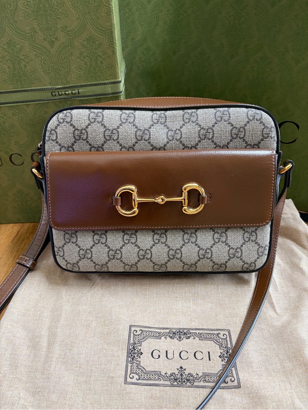 Authentic GUCCI 1955 Horsebit Small Shoulder Bag | GG Supreme | Like New